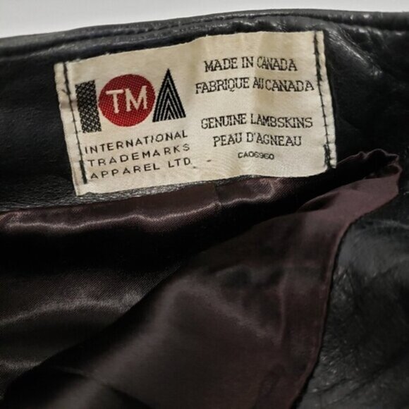 Vintage Jean-Claude Poitras Real Lamb Skin Leather Skirt Black Mini Bac… - Picture 6 of 12